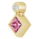 14K Gold Oval Natural Pink Tourmaline Bezel-Set Necklace or Slide Pendant - Yellow Gold - view 2