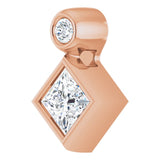14K Gold Oval Natural White Sapphire Bezel-Set Necklace or Slide Pendant - Rose Gold - view 2