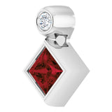 Platinum Oval Natural Mozambique Garnet Bezel-Set Necklace or Slide Pendant - view 2