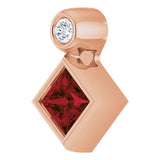 14K Gold Oval Natural Mozambique Garnet Bezel-Set Necklace or Slide Pendant - Rose Gold - view 2