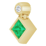 14K Gold Oval Natural Emerald Bezel-Set Necklace or Slide Pendant - Yellow Gold - view 2