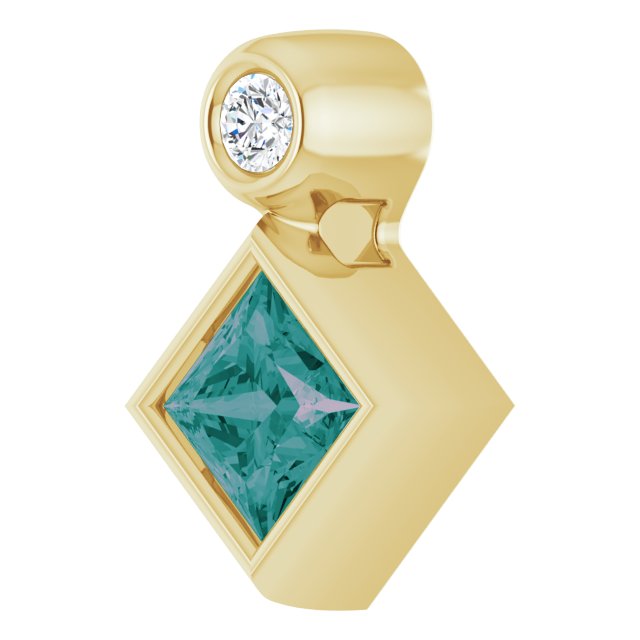 14K Gold Oval Lab-Grown Alexandrite Bezel-Set Necklace or Slide Pendant - Yellow Gold - view 2