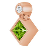 14K Gold Oval Natural Peridot Bezel-Set Necklace or Slide Pendant - Rose Gold - view 2