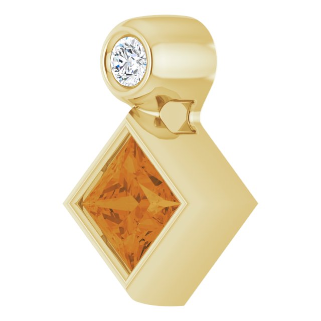 14K Gold Oval Natural Citrine Bezel-Set Necklace or Slide Pendant - Yellow Gold - view 2