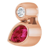 14K Gold Oval Natural Ruby Bezel-Set Necklace or Slide Pendant - Rose Gold - view 2