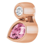 14K Gold Oval Natural Pink Tourmaline Bezel-Set Necklace or Slide Pendant - Rose Gold - view 2