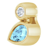 14K Gold Oval Natural Aquamarine Bezel-Set Necklace or Slide Pendant - Yellow Gold - view 2