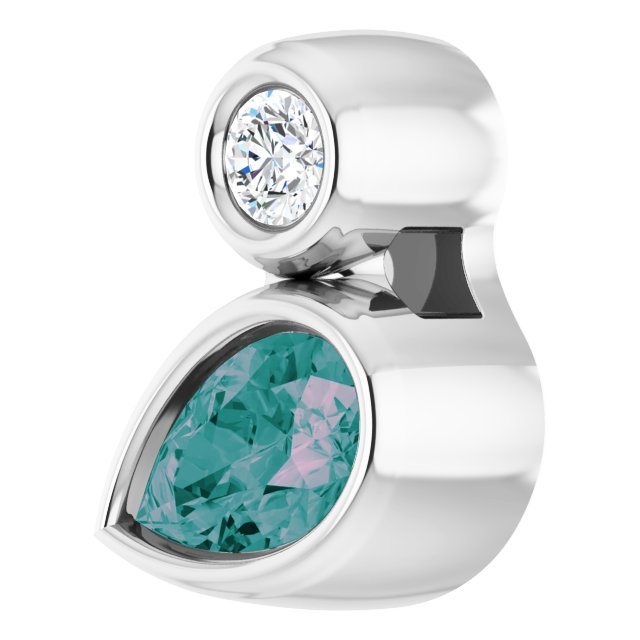 14K Gold Oval Lab-Grown Alexandrite Bezel-Set Necklace or Slide Pendant - White Gold - view 2