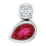 14K Gold Oval Natural Ruby Bezel-Set Necklace or Slide Pendant - White Gold
