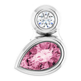 Platinum Oval Natural Pink Tourmaline Bezel-Set Necklace or Slide Pendant