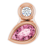14K Gold Oval Natural Pink Tourmaline Bezel-Set Necklace or Slide Pendant - Rose Gold