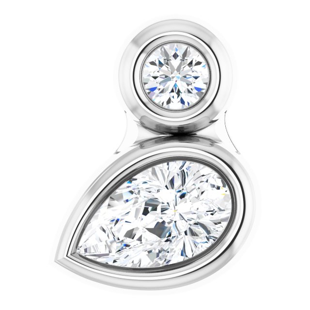 14K Gold Oval Natural White Sapphire Bezel-Set Necklace or Slide Pendant - White Gold