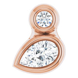 14K Gold Oval Natural White Sapphire Bezel-Set Necklace or Slide Pendant - Rose Gold