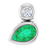 Platinum Oval Lab-Grown Emerald Bezel-Set Necklace or Slide Pendant