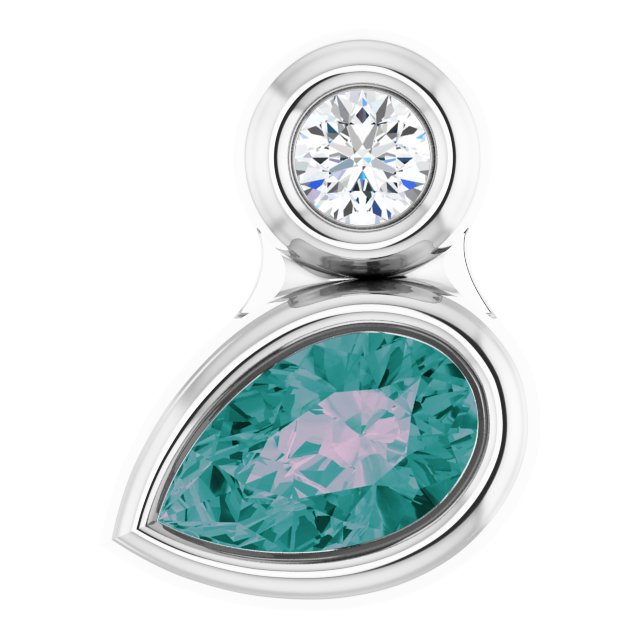 Platinum Oval Lab-Grown Alexandrite Bezel-Set Necklace or Slide Pendant