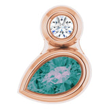 14K Gold Oval Lab-Grown Alexandrite Bezel-Set Necklace or Slide Pendant - Rose Gold