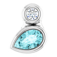 Platinum Oval Natural Blue Zircon Bezel-Set Necklace or Slide Pendant