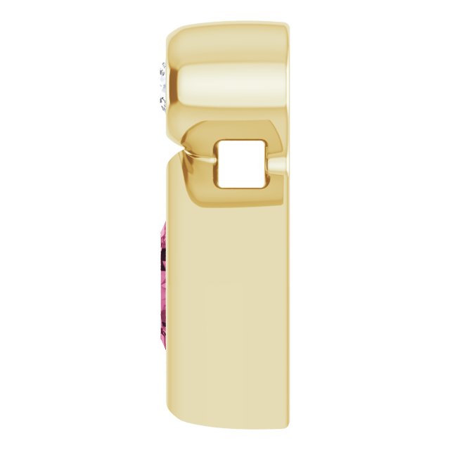 14K Gold Oval Natural Pink Tourmaline Bezel-Set Necklace or Slide Pendant - Yellow Gold - view 3