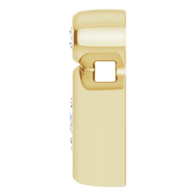 14K Gold Oval Natural White Sapphire Bezel-Set Necklace or Slide Pendant - Yellow Gold - view 3