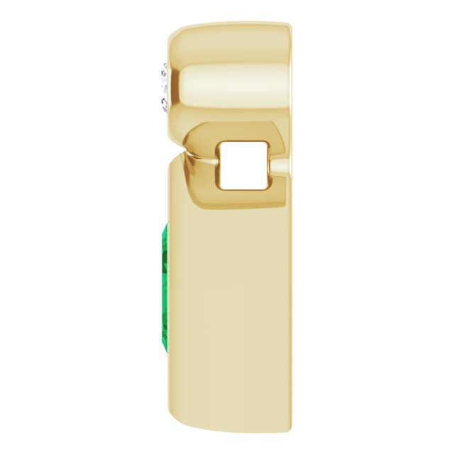 14K Gold Oval Lab-Grown Emerald Bezel-Set Necklace or Slide Pendant - Yellow Gold - view 3