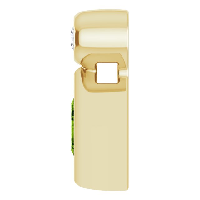 14K Gold Oval Natural Peridot Bezel-Set Necklace or Slide Pendant - Yellow Gold - view 3