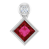 Platinum Oval Natural Ruby Bezel-Set Necklace or Slide Pendant