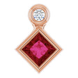 14K Gold Oval Lab-Grown Ruby Bezel-Set Necklace or Slide Pendant - Rose Gold
