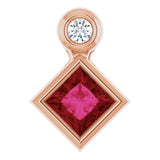 14K Gold Oval Natural Ruby Bezel-Set Necklace or Slide Pendant - Rose Gold