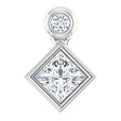 Platinum Oval Natural White Sapphire Bezel-Set Necklace or Slide Pendant