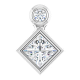 Platinum Oval Natural White Sapphire Bezel-Set Necklace or Slide Pendant