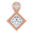 14K Gold Oval Natural White Sapphire Bezel-Set Necklace or Slide Pendant - Rose Gold