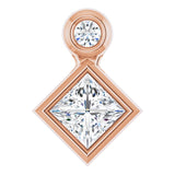 14K Gold Oval Natural White Sapphire Bezel-Set Necklace or Slide Pendant - Rose Gold
