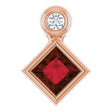 14K Gold Oval Natural Mozambique Garnet Bezel-Set Necklace or Slide Pendant - Rose Gold