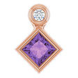 14K Gold Oval Natural Amethyst Bezel-Set Necklace or Slide Pendant - Rose Gold
