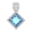 Platinum Oval Natural Aquamarine Bezel-Set Necklace or Slide Pendant