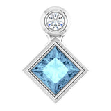 Platinum Oval Natural Aquamarine Bezel-Set Necklace or Slide Pendant