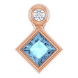 14K Gold Oval Natural Aquamarine Bezel-Set Necklace or Slide Pendant - Rose Gold
