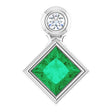 Platinum Oval Natural Emerald Bezel-Set Necklace or Slide Pendant