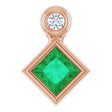 14K Gold Oval Natural Emerald Bezel-Set Necklace or Slide Pendant - Rose Gold