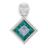 Platinum Oval Lab-Grown Alexandrite Bezel-Set Necklace or Slide Pendant
