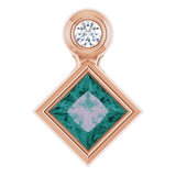 14K Gold Oval Lab-Grown Alexandrite Bezel-Set Necklace or Slide Pendant - Rose Gold