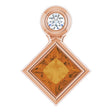 14K Gold Oval Natural Citrine Bezel-Set Necklace or Slide Pendant - Rose Gold