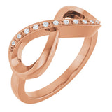 14K Gold Round Natural Diamond Infinity-Inspired Ring – 1.1mm Stones - Rose Gold