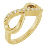 14K Gold Round Natural Diamond Infinity-Inspired Ring – 1.1mm Stones - Yellow Gold