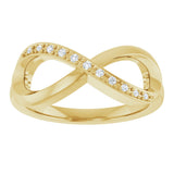 14K Gold Round Natural Diamond Infinity-Inspired Ring – 1.1mm Stones - Yellow Gold - view 3