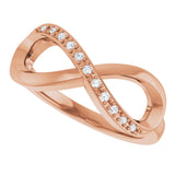 14K Gold Round Natural Diamond Infinity-Inspired Ring – 1.1mm Stones - Rose Gold - view 5