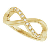 14K Gold Round Natural Diamond Infinity-Inspired Ring – 1.1mm Stones - Yellow Gold - view 5