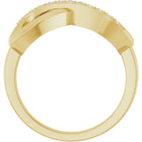 14K Gold Round Natural Diamond Infinity-Inspired Ring – 1.1mm Stones - Yellow Gold - view 2