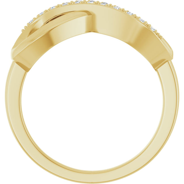 14K Gold Round Natural Diamond Infinity-Inspired Ring – 1.1mm Stones - Yellow Gold - view 2