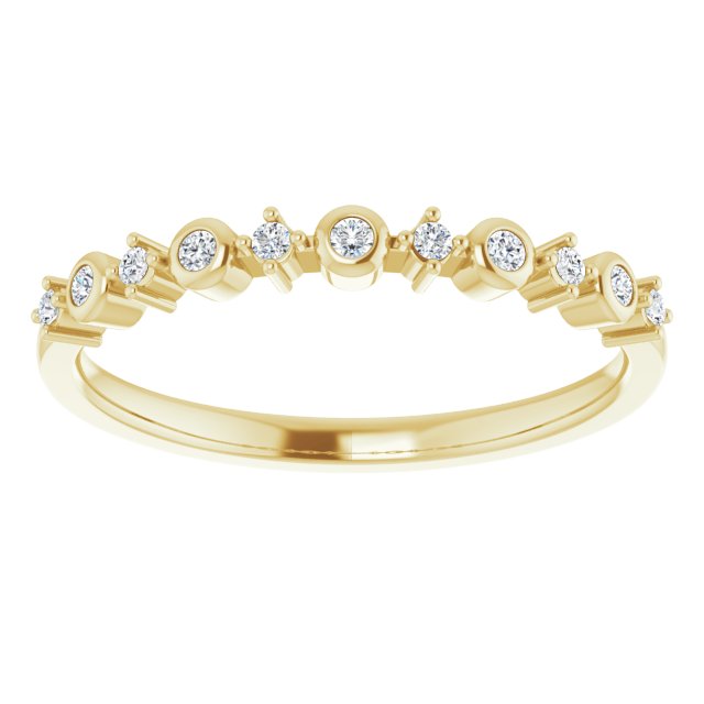14K Gold Round Natural Diamond Stackable Ring V - Yellow Gold - view 3